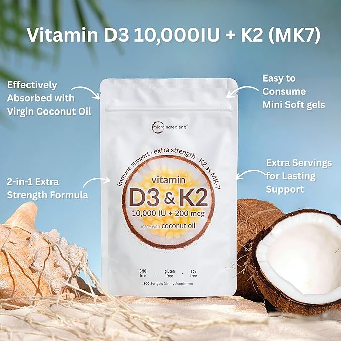 Micro Ingredients Vitamin D₃ 10,000 IU + K₂ MK‑7 200 mcg - Image 6